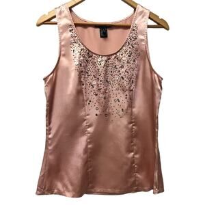 Willi Smith Top Womens Small Pink Silver Sequin Shiny